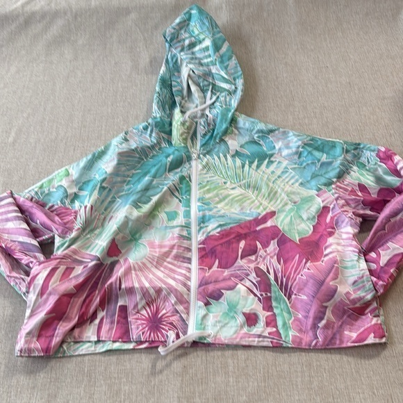Nike CT6073-496 Women's Sportswear Windrunner Cropped Jacket Floral Large - Picture 7 of 9